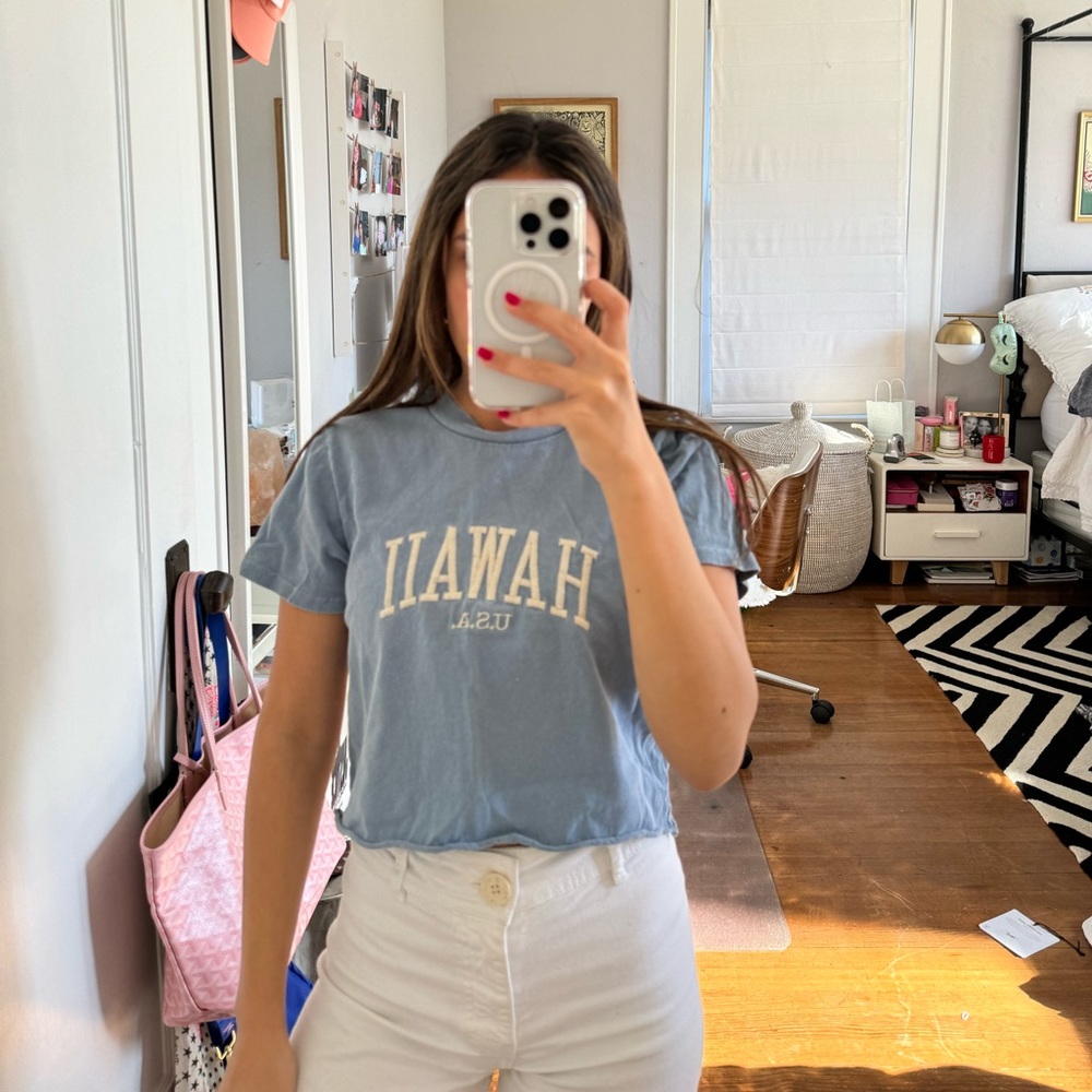 brandy melville cropped graphic hawaii tee